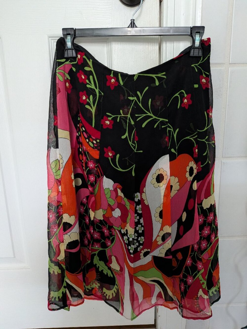 Y2K Floral Silk Skirt